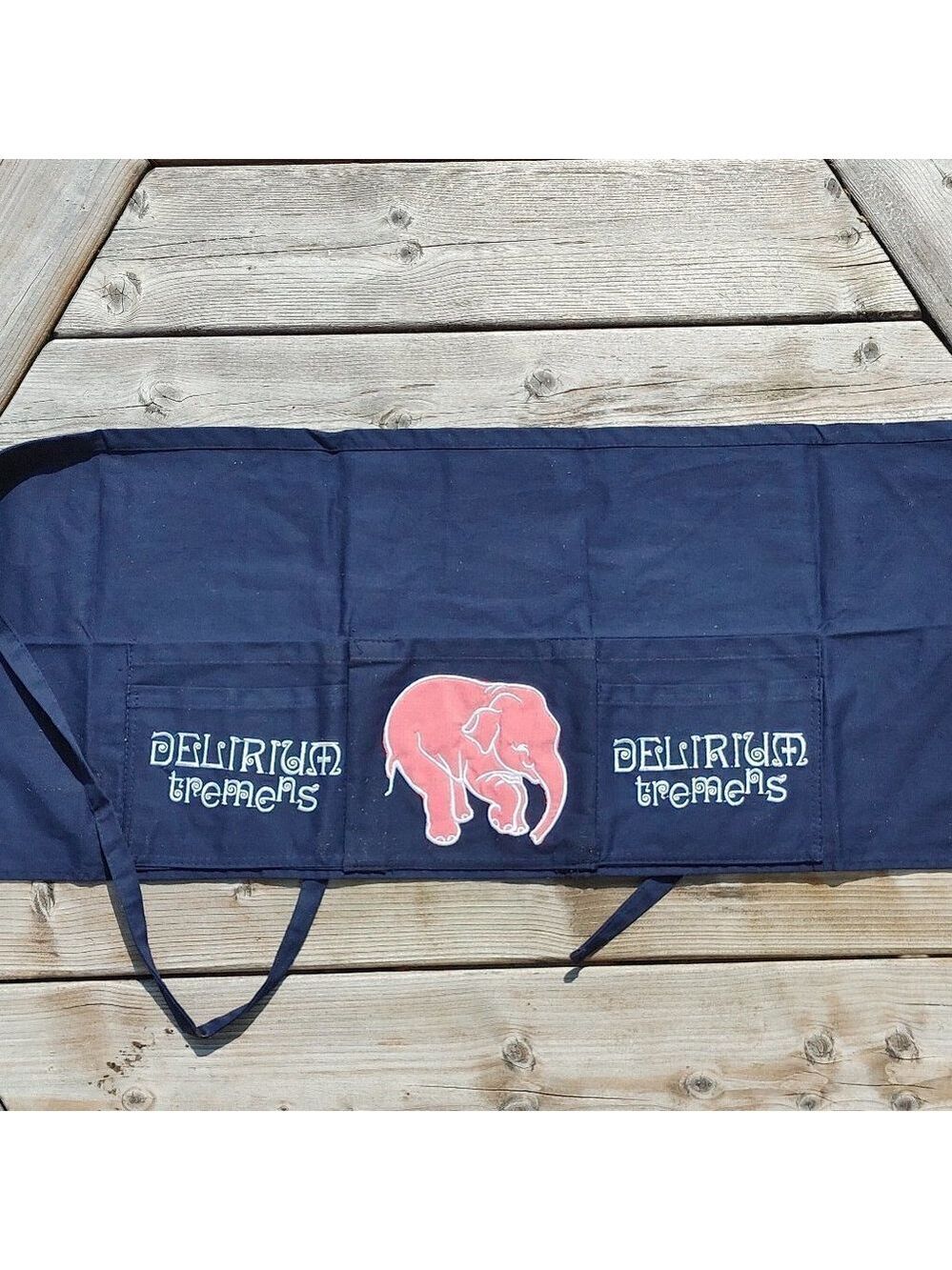 DELIRIUM TREMENS 3 Pocket Waist Bar Apron NEW Embroidered Elephant
